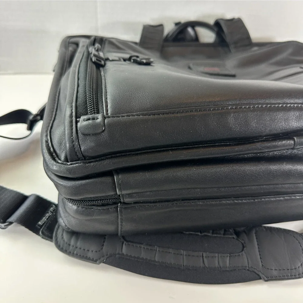 Tumi T-Pass Organizer Brief Soft Napa Leather Laptop Expandable Bag PERSONALIZED